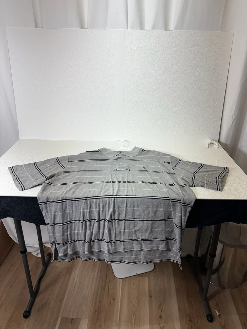 Ralph Lauren Gray Polo with Black & White Stripes 1762